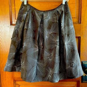 Silk Talbots skirt brown w/silver embroidery Size 10